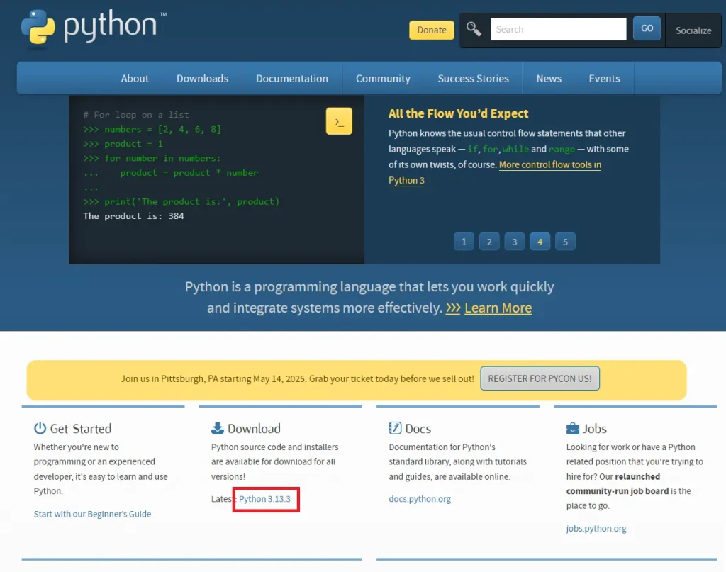 他OS用Pythonインストーラーのダウンロード
